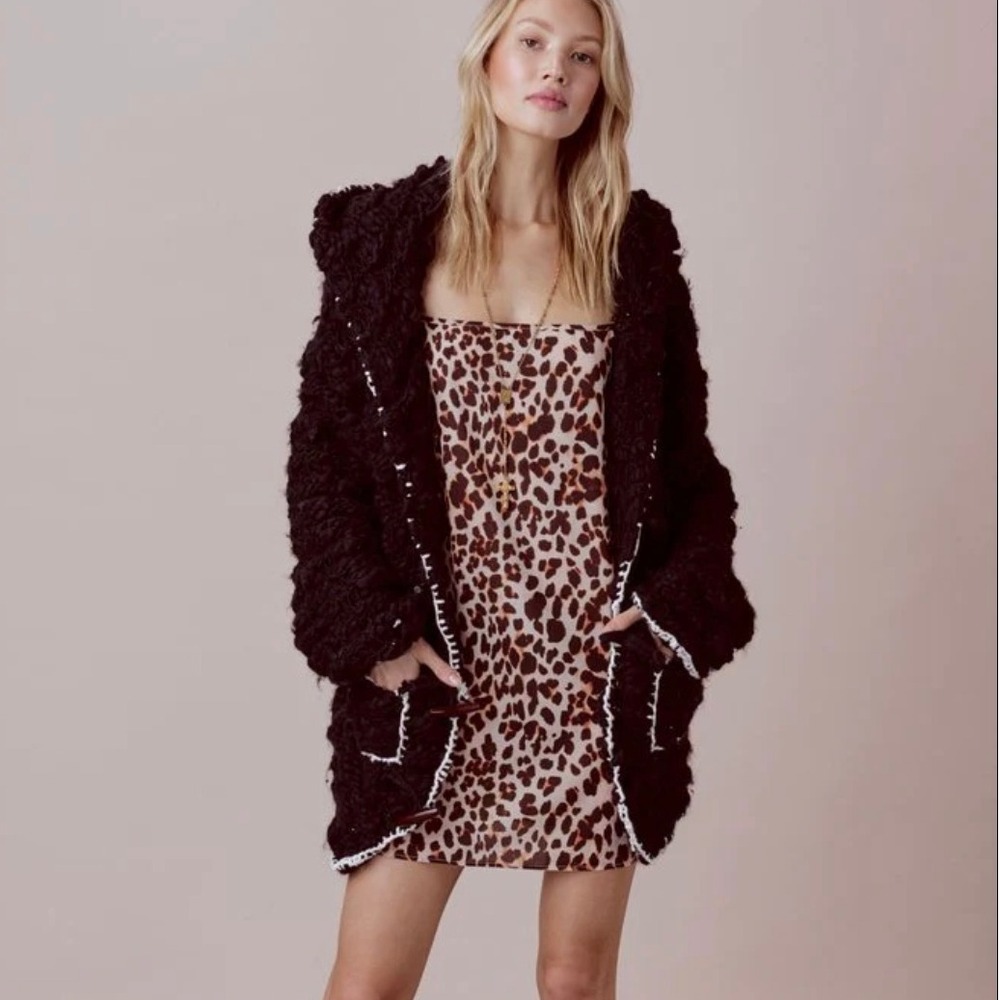 For love and lemons Cloudy Day Knit Cardigan Toggle Closure Black Sweater Jacket